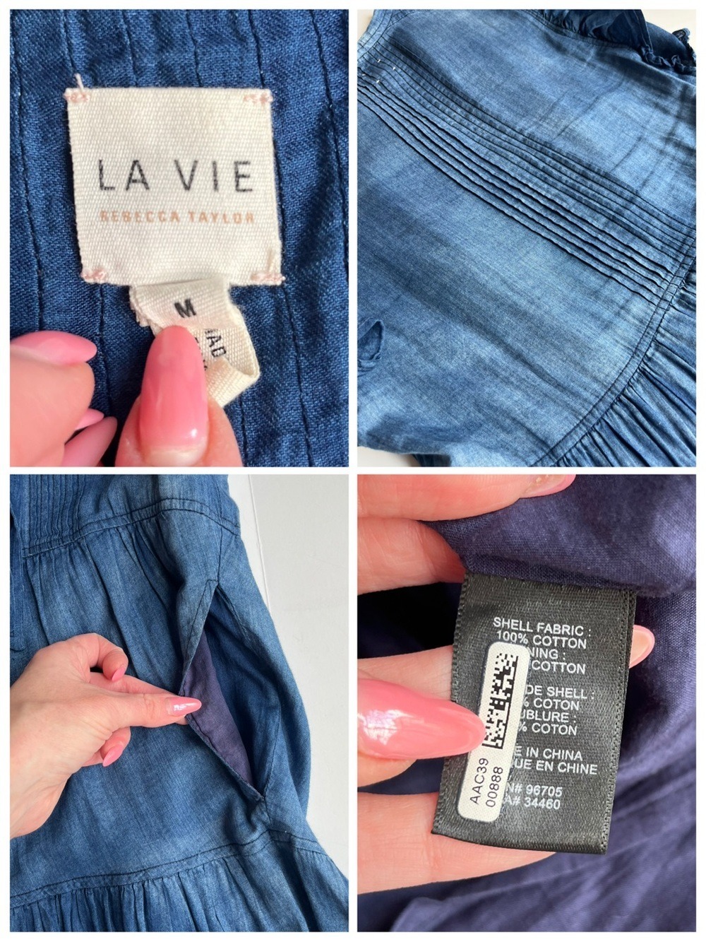 Rebecca Taylor La Vir Pleated Chambray Tie-Neck Dress - Picture 11 of 11